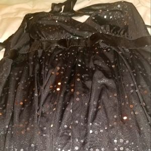 Black sparkly halter tank satin and sequins size 1x